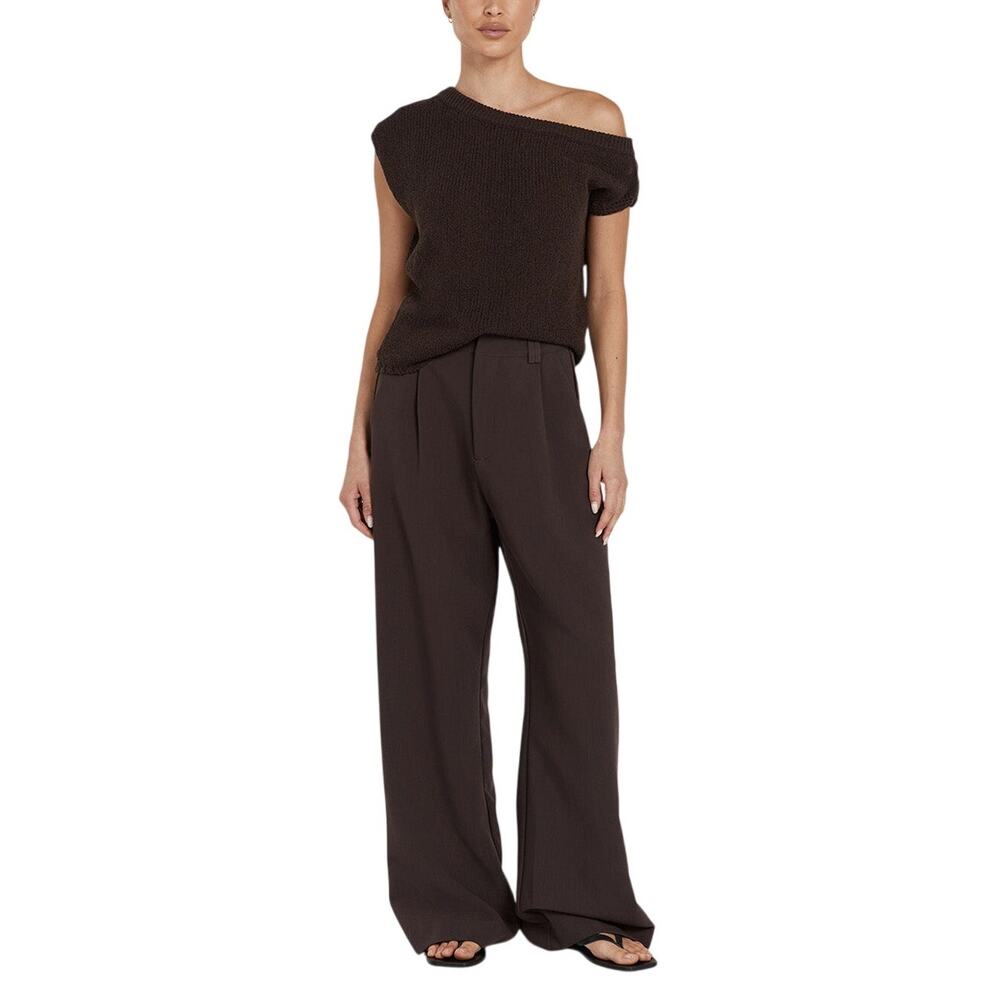 Dissh Asymmetric Knit Brown Kerry Top Size S